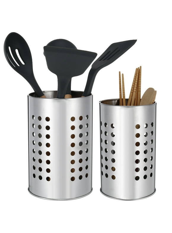 Taihexin 2 Pcs Stainless Steel Cooking Utensil Holder, Kitchen Utensil Drying Cylinder, Spoon Holder, Cooking Utensil Organizer for All Kitchens