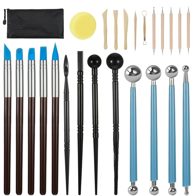 Taihexin 25 Pcs Molding Clay Tools Set, Polymer Sculpting Tools, Air Dry Clay Tool, Ceramic Molding for Kids and Adults, Pottery Craft, Baking