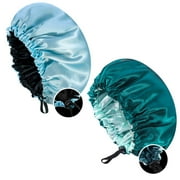 AOWOO Taihexin 2Pcs Silk Satin Bonnet Sleep Caps, Double-layer Adjustable Elastic Band Sleep Bonnet for Curly Hair Long Hair