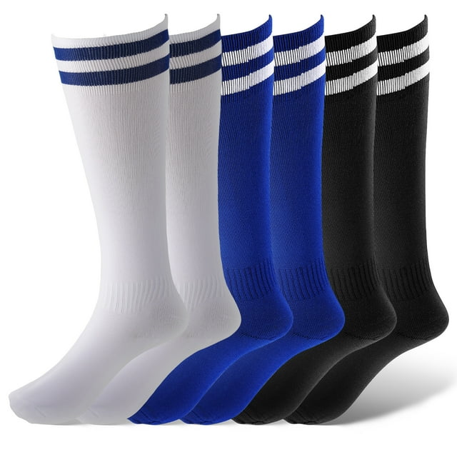 Taihexin 3 Pairs Kids Soccer Socks, Unisex Antislip Towel Bottom