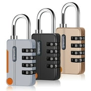 Taihexin 3 Pcs 4 Digit Combination Locks, Combination Lock Outdoor, Resettable Sport Padlock, Multifunctional Waterproof Password Padlock for Gym, Fence, Staff Locker