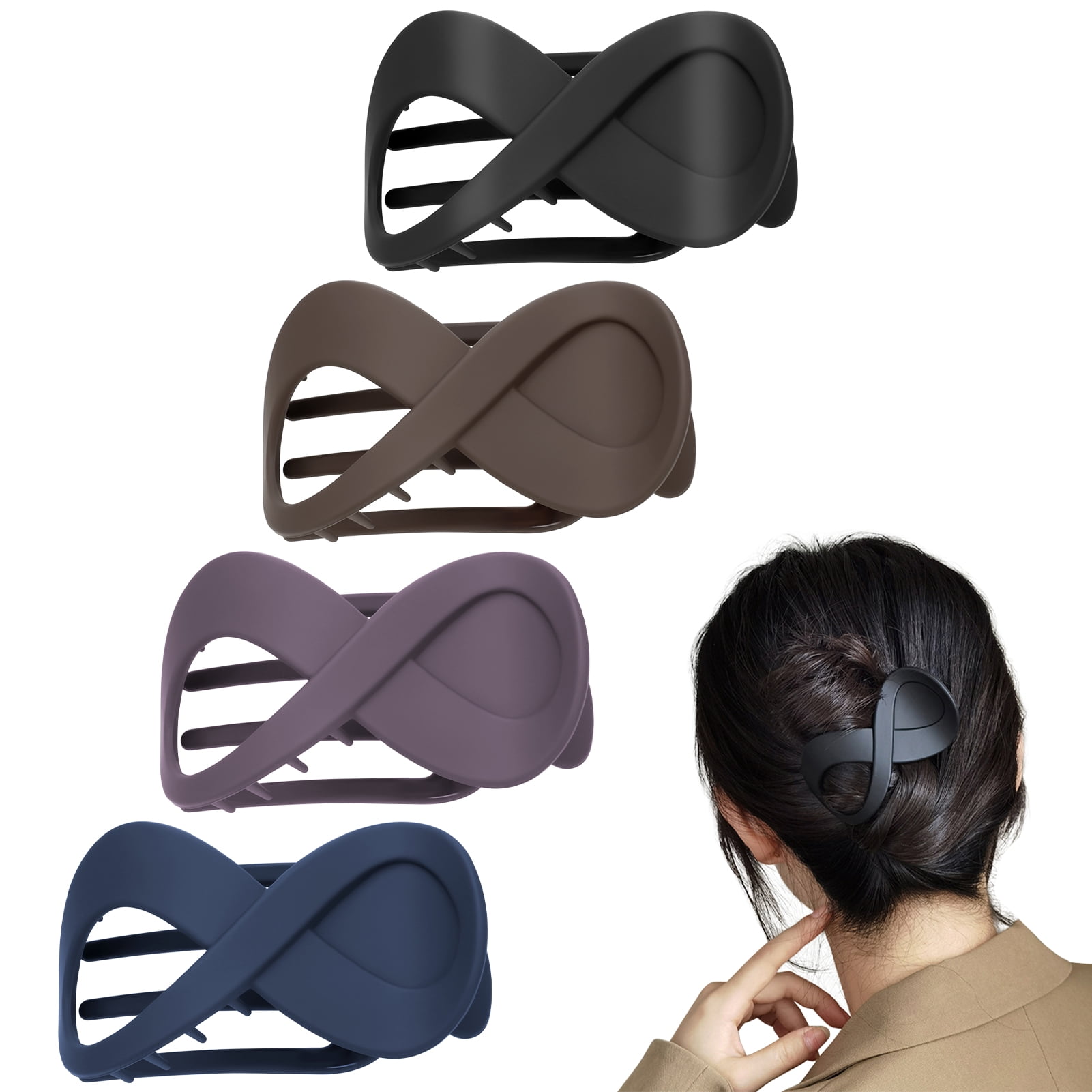 AOWOO Taihexin 4 Pcs Large Hair Clips , Non-Slp Strong Grip Hold Matte Barrette for Women Girls Thin Hair