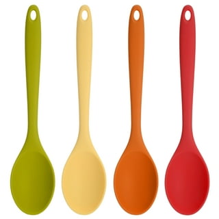 Patelai 4 Pieces Small Multicolored Silicone Spoons Nonstick Kitchen Spoon  Silicone Serving Spoon Stirring Spoon for Kitchen Cooking Baking Stirring