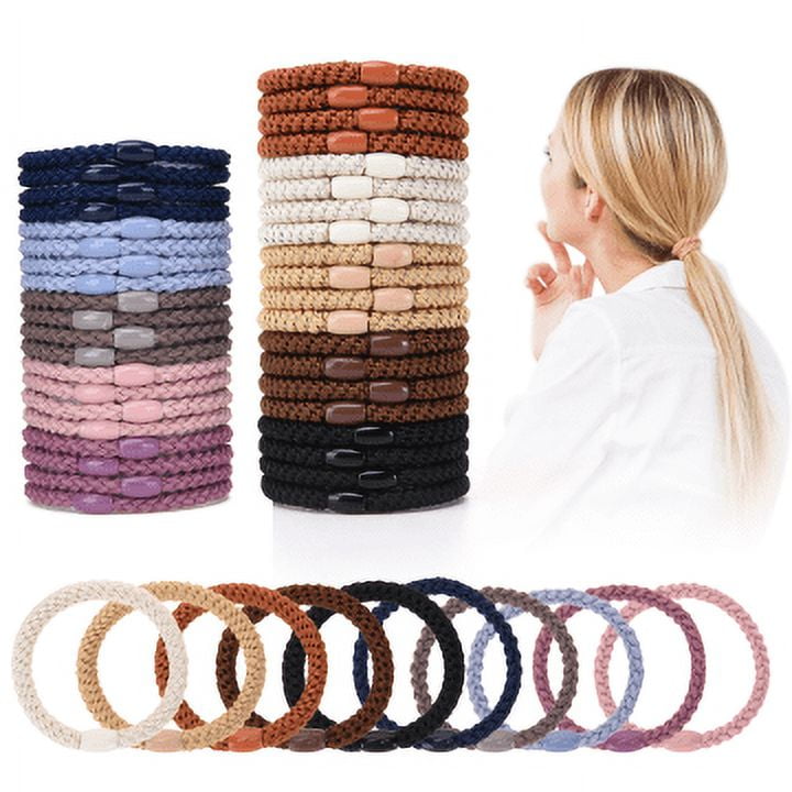 Taihexin 40 Pcs Braided Hair Ties, Non Slip Ponytail Holders, Elastics