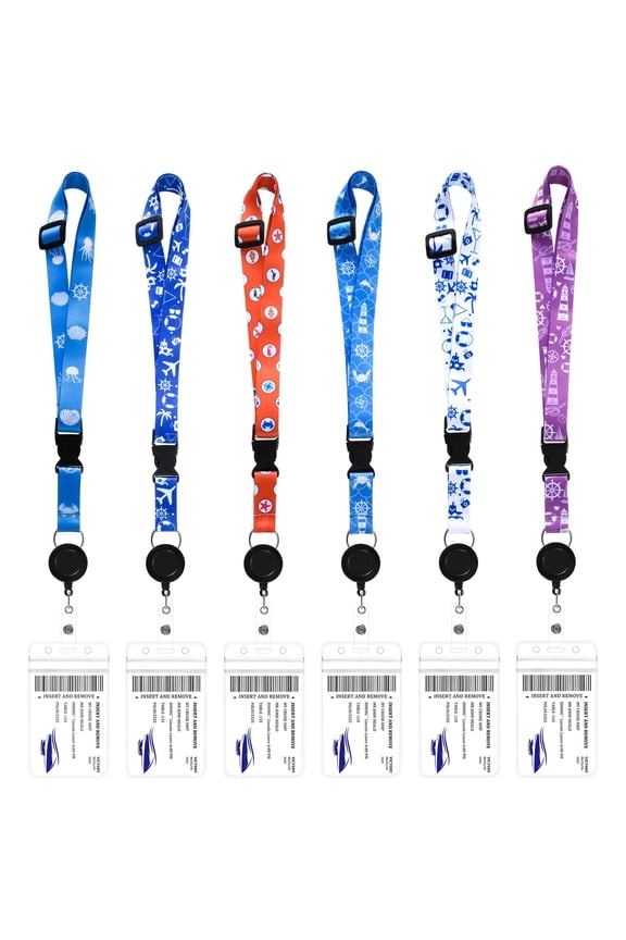 Taihexin 6 Pack Cruise Lanyards, Retractable Carnival Cruise Lanyard with Detachable Buckle and Waterproof ID Badge Holder, Adjustable Cruise Lanyards for Cruise Ships Cards Women Men