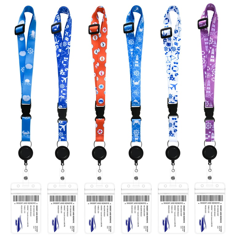 Taihexin 6 Pack Cruise Lanyards, Retractable Carnival Cruise Lanyard with Detachable Buckle and Waterproof ID Badge Holder, Adjustable Cruise Lanyards