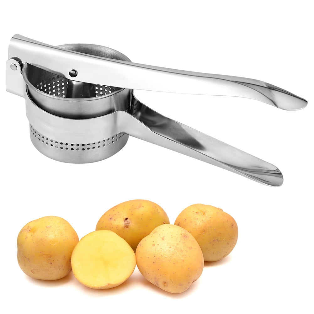 LHS Manual Potato Masher and Ricer, Stainless Steel Potatoes Chopper, Kitchen Tools, Size: Large, Silver