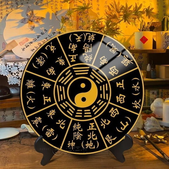 Taiji Bagua Compass Diagram Feng Shui Table Decor Home Display Ornament for Energy Balance and Protection Symbol