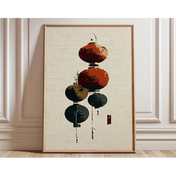 Taiko Drum Japanese Rope Drum Illustration Traditional Instrument Wall Art, Unframed Paper Poster 8x10in