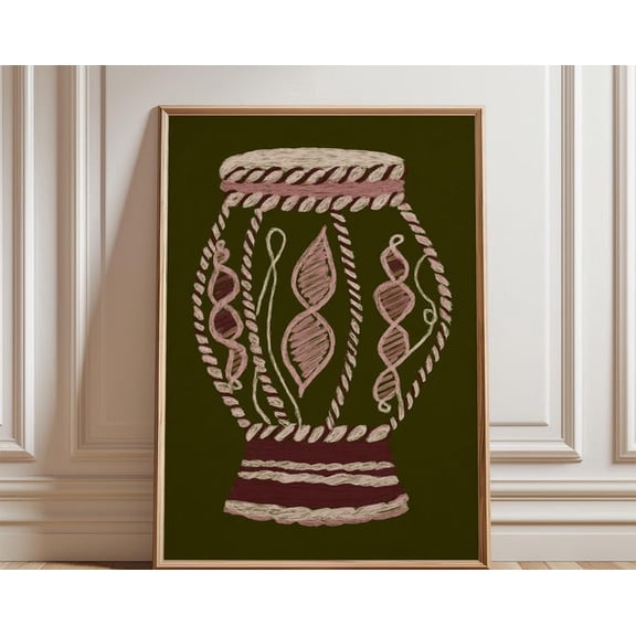 Taiko Drum Japanese Rope Drum Illustration Traditional Instrument Wall Art, Unframed Paper Poster 8x10in