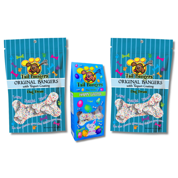 Tail Bangers Easter Gift Pack Peanut Butter & Honey Crunchy Dog Treats, 3 count