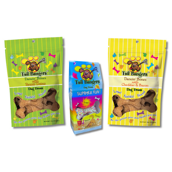 Tail Bangers Summer Variety Pack Peanut Butter & Honey Crunchy Dog Treat, 3 count