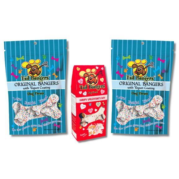 Tail Bangers Valentine's Day Gift Pack Peanut Butter & Honey Crunchy Dog Treats, 3 count