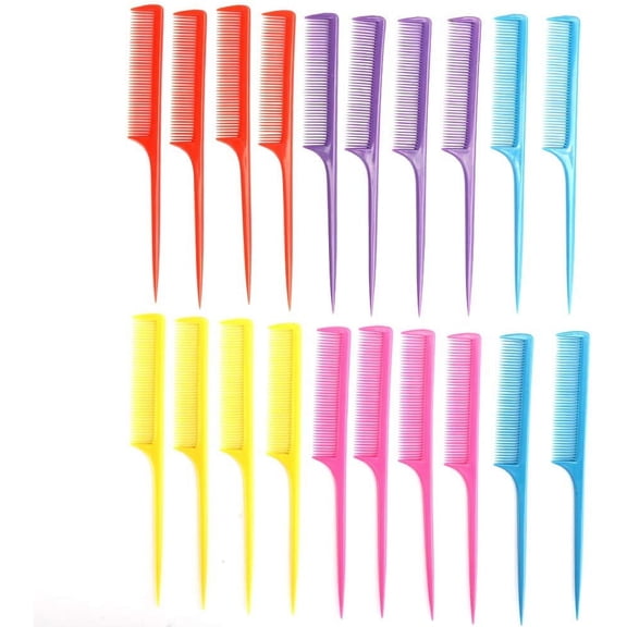 Tail Comb Set, Tail Comb Set Comb Heat Resistant Anti-Static Comb Hairdressing Hair Styling Tail Comb Flat For Combs Colored Plastic Comb, Tail Tool 20 Pieces[01]