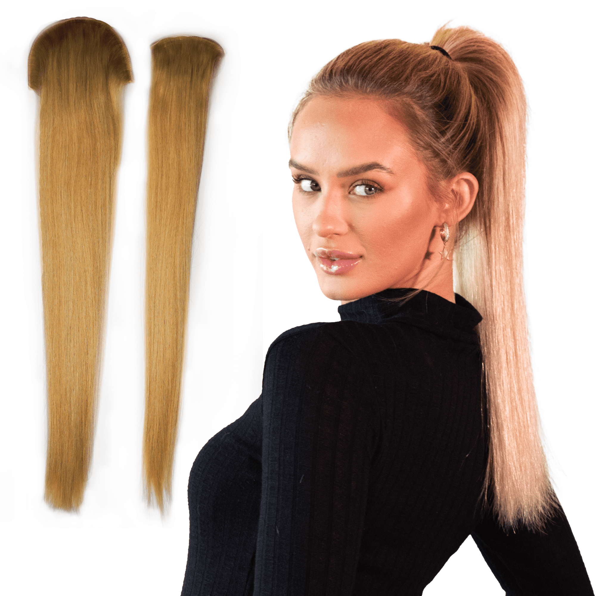 Tail Couture Clip-In Ponytail Extension – 18” 100% Human Hair, Seamless Two-Piece Set – Natural Look, Damage-Free, Easy to Apply – Long Straight Pony Tail Hair Piece for Women - Platinum