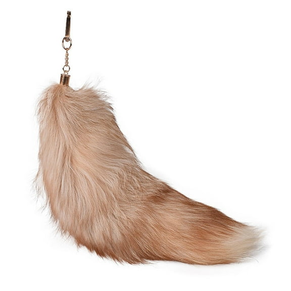 Tail Keychain Women Huge Faux Fur Tail Key Chains Animal Fox Fur Handbag Accessory Raccoon Therian Keychains Women's Bag Pendant Car Keychain Cosplay Decor(B)