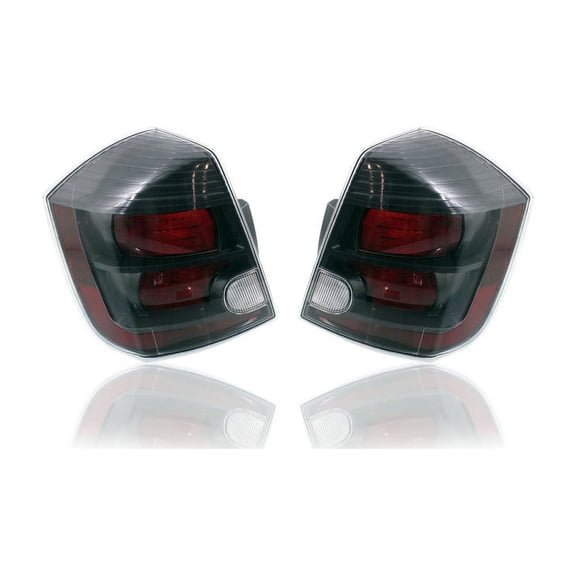 Tail Light Assembly - Compatible/Replacement for '10-12 Nissan Sentra SR/SE R/Spec V - Smoked Black Red Interior - Pair, Left Driver + Right Passenger Set - 26550ZT50B, 26555ZT50B - CAPA