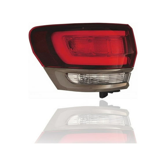 Tail Light Assembly - Compatible/Replacement for '15-16 Jeep Grand Cherokee - Outer On Body Quarter Panel, Silver Trim, Halogen - Left Hand - Driver - 68289997AA