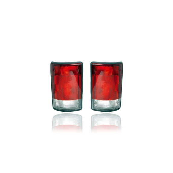 Tail Light - Compatible/Replacement for '95-03 Ford Econoline Van, 00-03 Excursion Without Socket & Bulb - Pair, Left Driver + Right Passenger Set - F5UZ13404A, F5UZ13405A