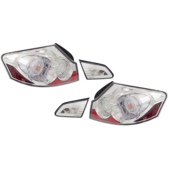 Tail Light Compatible with 2007-2008 Infiniti G35 Driver and Passenger Side 4-Door, Sedan Clear Lens Chrome Interior