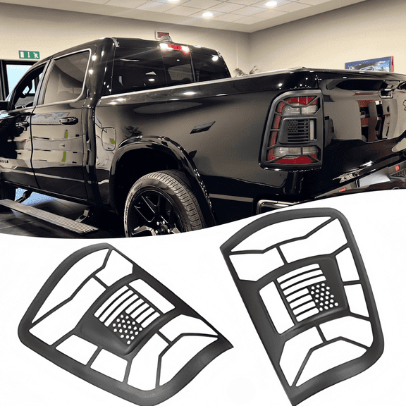 Tail Light Lamp Guard Cover Protector for Dodge RAM 1500 2019-2023 Accessories Taillight Shell Frame Shield ABS Material Black RAM 1500 Limited Laramie Rebel Long Horn
