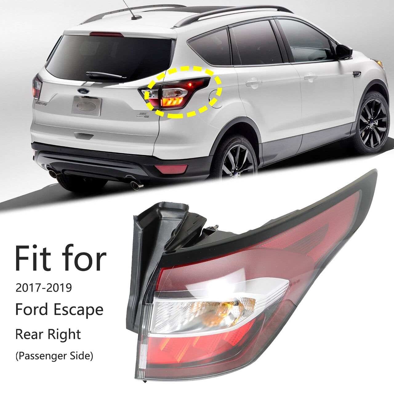 Tail Light Lamp Housing Assembly (Rear Right Passenger Side) Fit for Ford Escape 2017-2019
