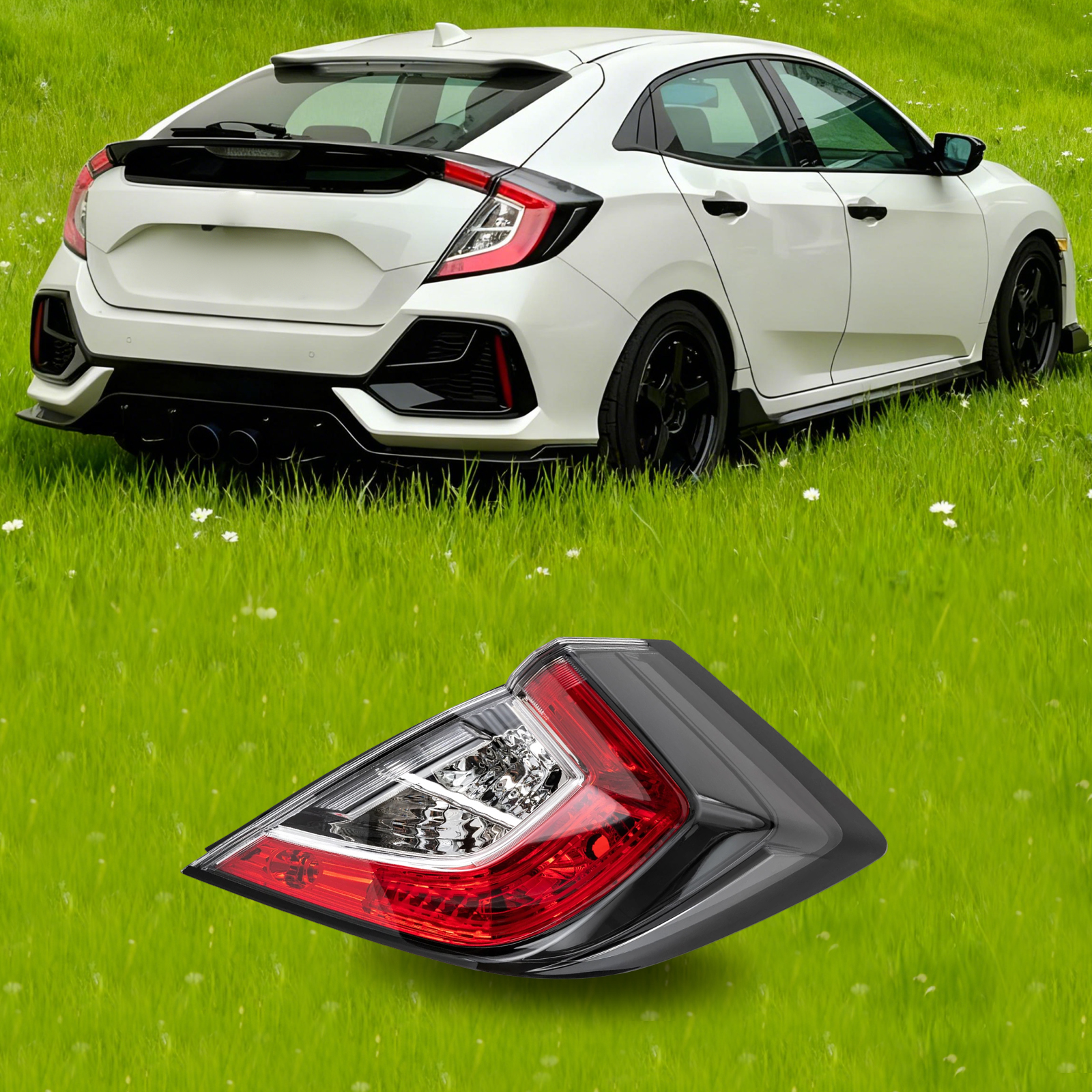 Type R Lights Tail Light Outer Right Passenger For 2017-2021 Honda Civic Hatchback ...