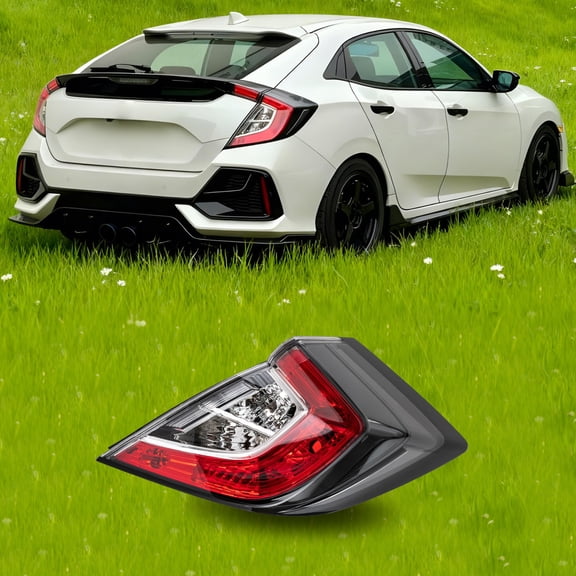 Tail Light Outer Right Passenger For 2017-2021 Honda Civic Hatchback/ 2017-2019 Honda Civic Type R, Light Source Type: Halogen (Not Included)