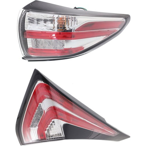 Tail Light Set For 2015-2018 Nissan Murano RH Inner Outer Clear/Red/LED CAPA