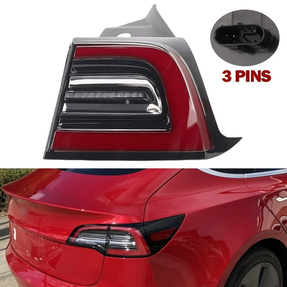Tail Light for 2017‑2023 Tesla Model 3/Model Y, Car Outer Tail Light 3Pins Right Side Rear Brake Lamp Replacement for Model 3/Y Outer Tail Light
