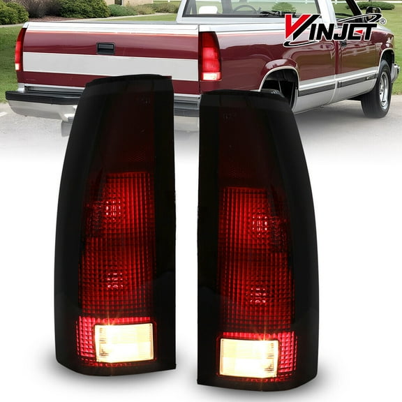 Tail Lights for 1988-1998 Chevy GMC C/K 1500 2500 3500 Halogen Rear Lamps for 92-94 Blazer/1995-2000 Tahoe/92-99 Yukon Rear Lights Assembly Replacement-Smoked Red Lens