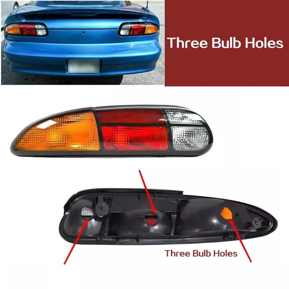 Tail Lights Assembly Rear Lights Compatible with 1993-2002 Chevy Camaro Right+Left Side Rear Tail Brake Light Lamp Halogen Tail Lamp Yellow & Red & Clear Lens Black Housing 5976520 5976519
