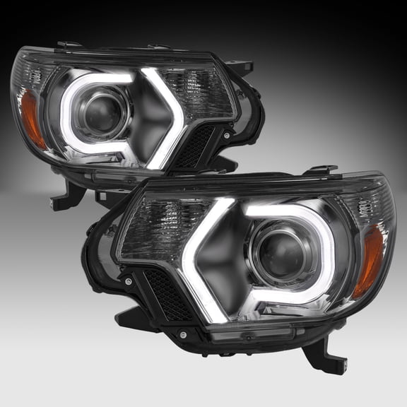 For 2012-2015 Toyota Tacoma LED DRL Smoke Amber Corner Headlights Assembly Pair