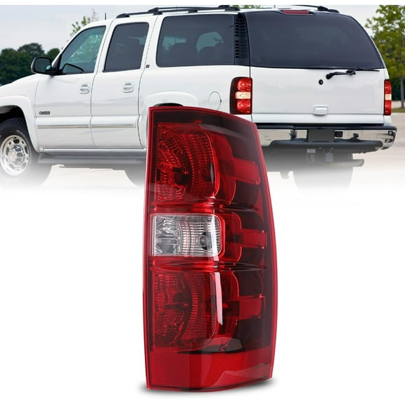 Tail Lights Compatible with Chevy 07-14 Suburban 1500,07-13 Suburban 2500,07-14 Tahoe,Replacement Rear Lamps,Left Side(Chrome Housing Red Lens)