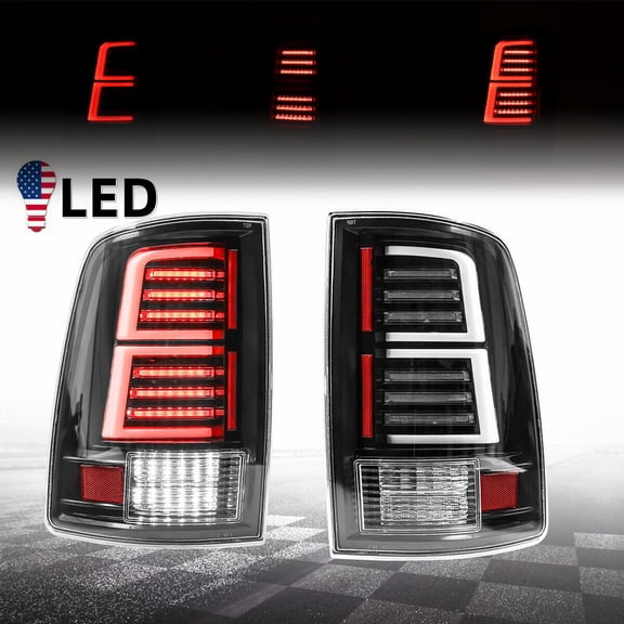 Tail Lights Fit 2009-2018 Dodge Ram 1500/2500/3500 and 2019 Ram Classic,Sequential Signal Function,Tail Lamp Replacement Assembly(Clear Lens)