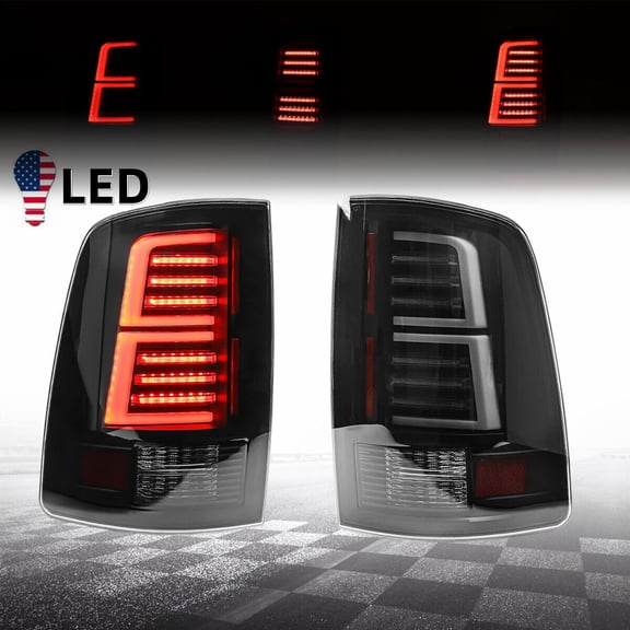 Tail Lights Fit 2009-2018 Dodge Ram 1500/2500/3500 and 2019 Ram Classic,Sequential Signal Function,Tail Lamp Replacement Assembly(Smoke Lens)