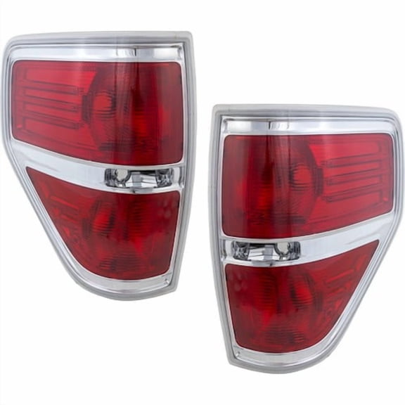 Tail Lights For 2009 2010 2011 2012-2014 Ford F-150 XL LH & RH Red Lens Set of 2