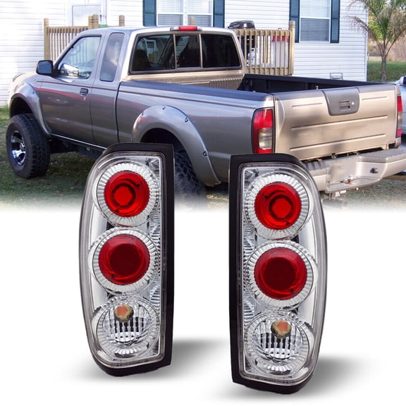 Tail Lights For 98-04 Nissan Frontier Altezza Rear Brake Lamps 1Pair Chrome Housing/Clear Lens L+R