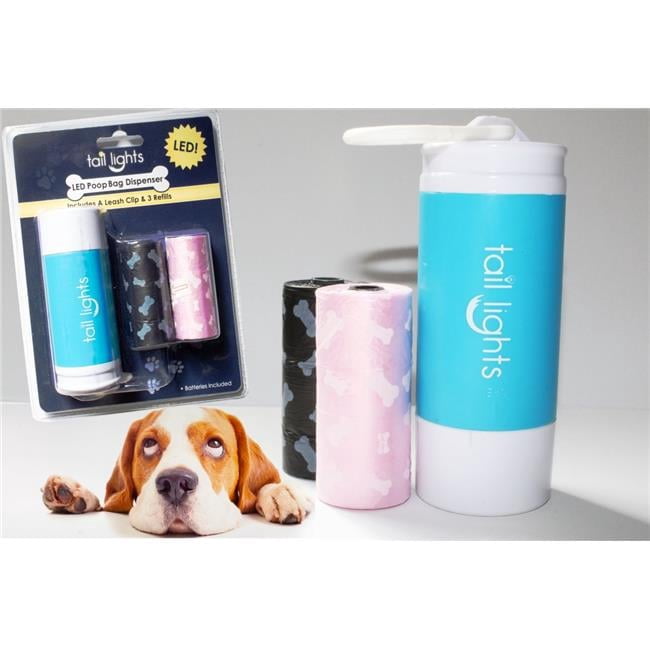 Tail Lights LED Pet Poop Bag Dispenser with 3 Refills Pack, Blue