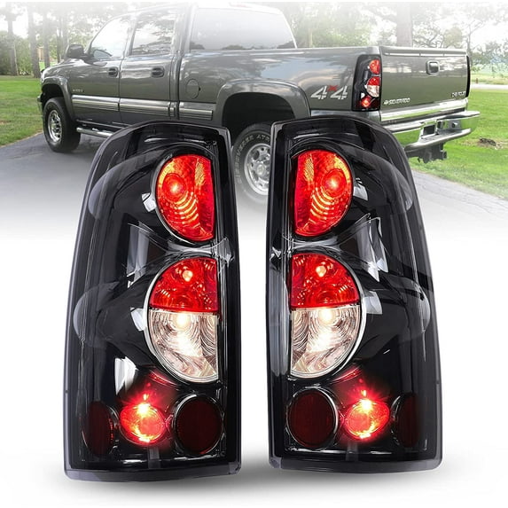 Tail Lights Pair for 1999-2006 Chevy Silverado 1500 2500 3500 99-03 GMC Sierra Chrome Housing/Smoke Lens Tail Lights 1 Pair Rear Lamps Replacement