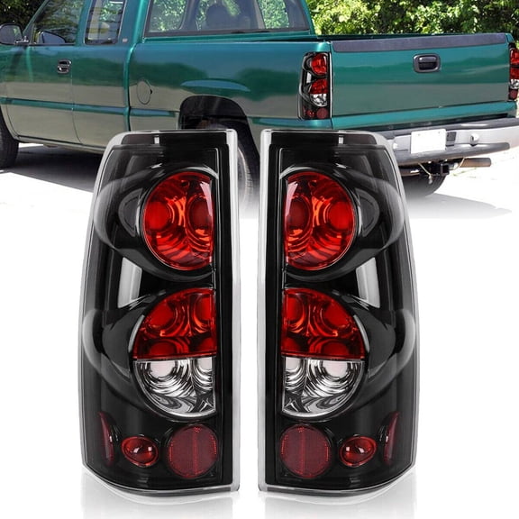 Tail Lights Pair for 1999-2006 Chevy Silverado 1500 2500 3500 99-03 GMC Sierra Glossy Black/Clear Lens Tail Lights 1 Pair Rear Lamps Replacement