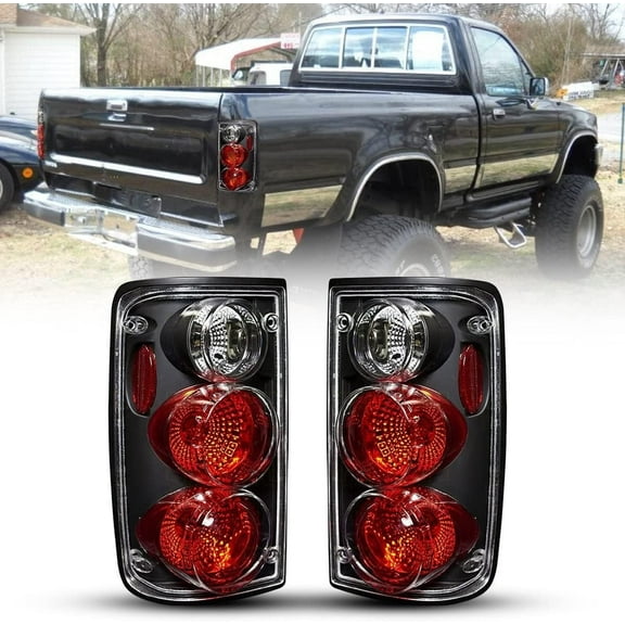 Tail Lights for 1989-1995 Toyota Pickup Tail Lamps LED Rear Lights Rear Lamps Assembly Replacement,Matte Black+Clear Lens