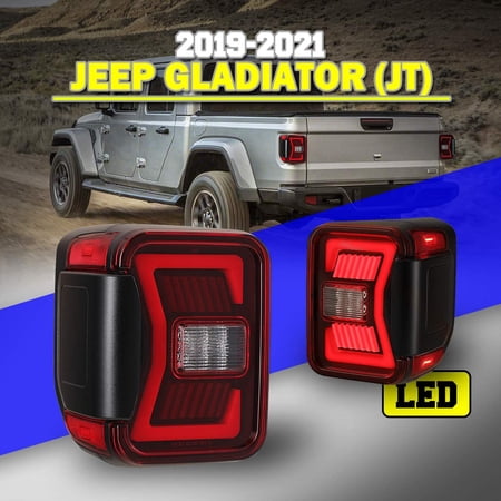 Tail Lights for Jeep Gladiator JT 2019 2020 2021 Tail Lamps LED Rear Lights Car Rear Lamps Assembly Replacement 1Pair (Black Housing/Red lens)