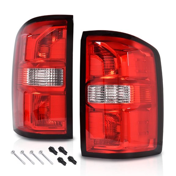 Tail Lights w/o Bulbs Fit for GMC Sierra 1500 2014-2018,Tail lamp Fit GMC Sierra 2500 HD 3500 HD 2015-2019,Rear Lights Red Lens Luces traseras,Pilotos traserosAssembly