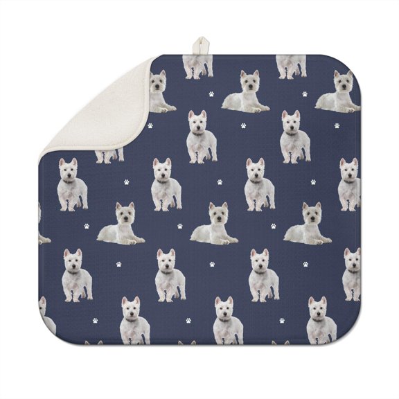Tail Print Dish Drying Mat Ultra Absorbent Foldable Microfiber Pad 18"x16"