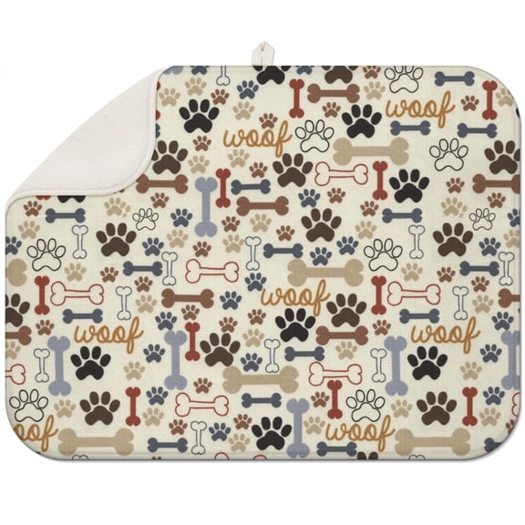 Tail Print Dish Drying Mat Ultra Absorbent Foldable Microfiber Pad 18"x24"