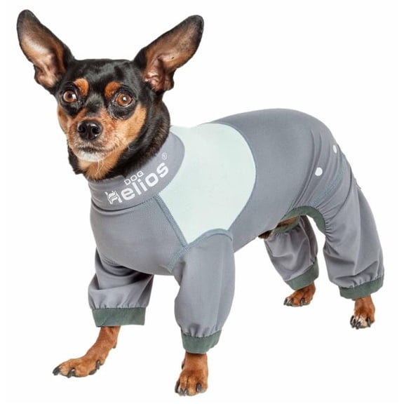 Tail Runner 4-Way-Stretch Breathable Full Bodied Performance Dog Track Suit - Grey , Medium