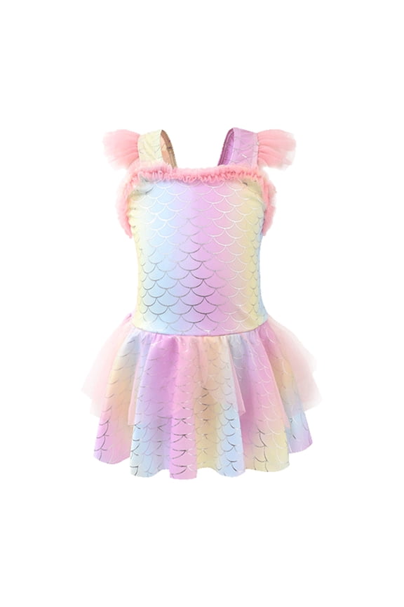 Tail Swimsuit For Girls Themed Two Piece Bathing With Sparkly Scale Design