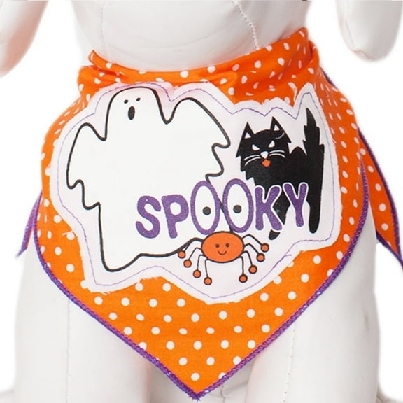 Tail Trends Halloween Dog Bandanas with Spooky Ghost and Friends Design fits Medium to Large Sized Dogs - 100% Cotton…