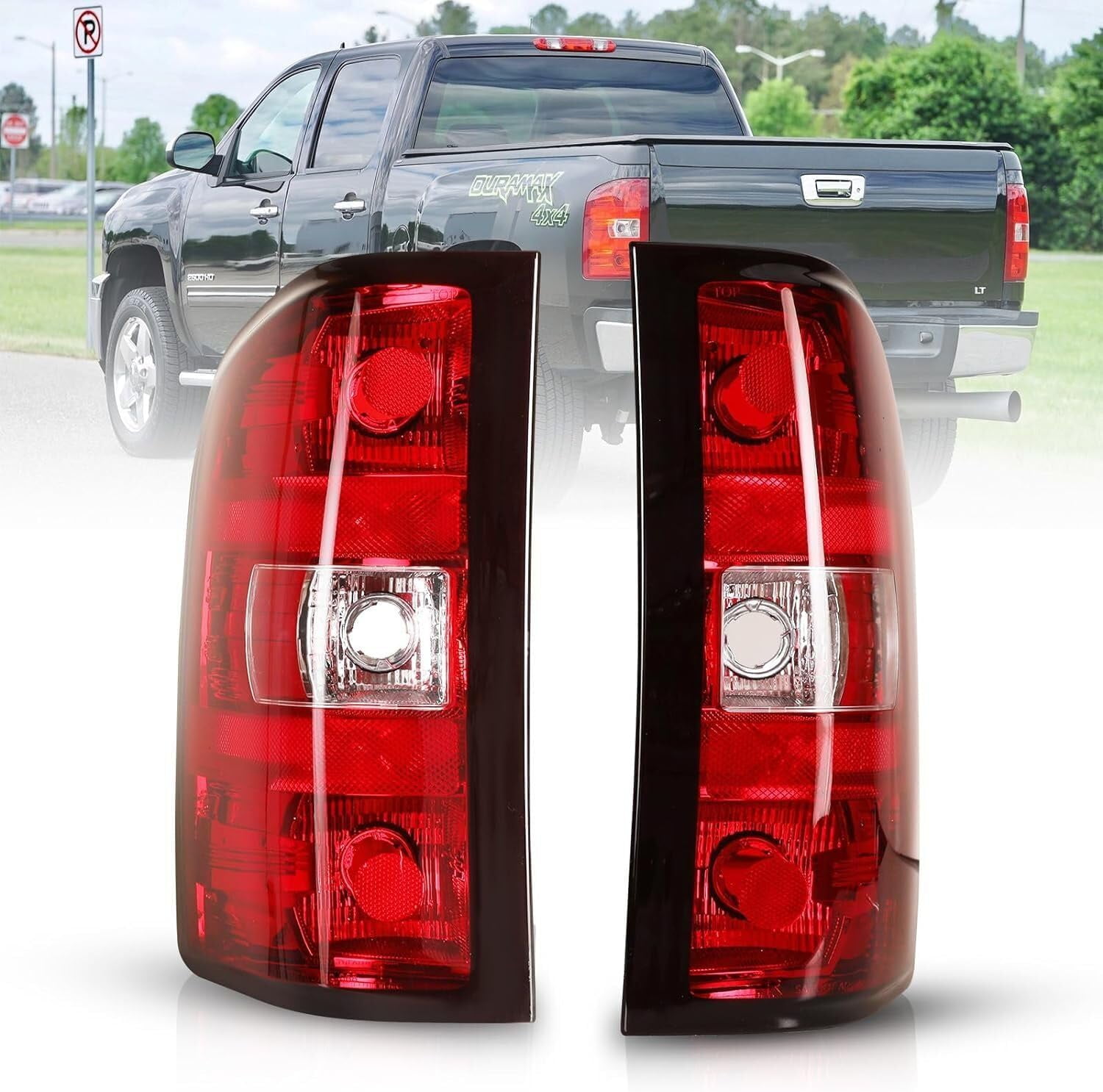 Tail lights Assembly for 2007 2008 2009 2010 2011 2012 2013 Chevy Silverado 1500 2500 3500, Red Lens Tail Brake Lamps Taillight Assembly for Chevrolet 07 08 09 10 11 12 13 Silverado1 Pair